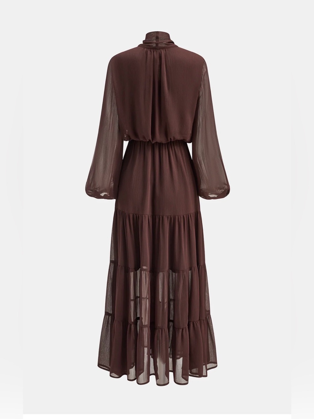 Commense Brown Maxi Dress with Bow Neck - Picture 2 of 9